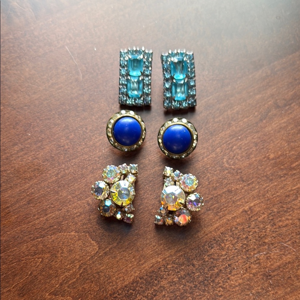 Three Pair Vintage Glam Earrings
